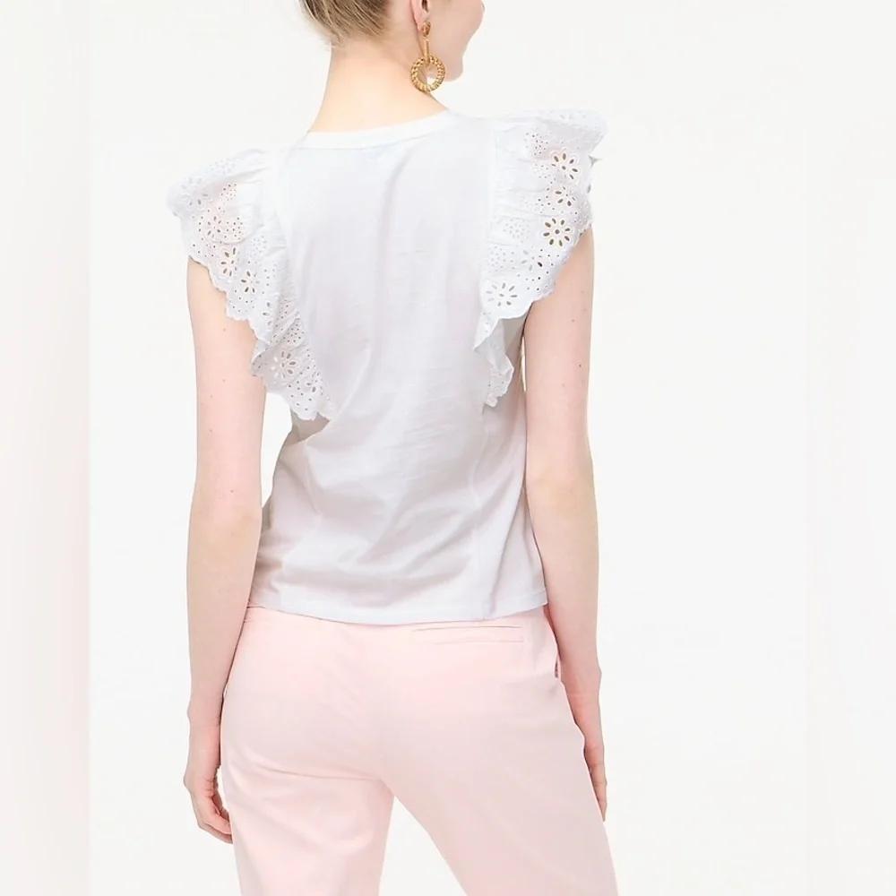 J Crew Ruffle-sleeve eyelet top Item BQ127